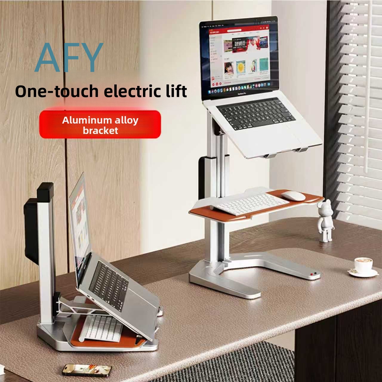 Electric Height Adjustable Sta - Laptop Stand Bamboo recension och pris