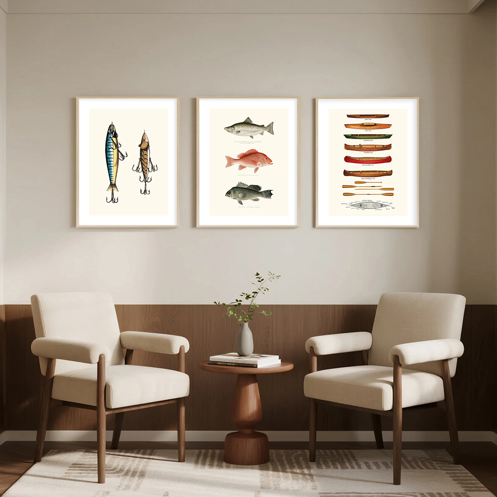 Retro Fishing Theme Art Prints - Tech Room Accessories recension och pris
